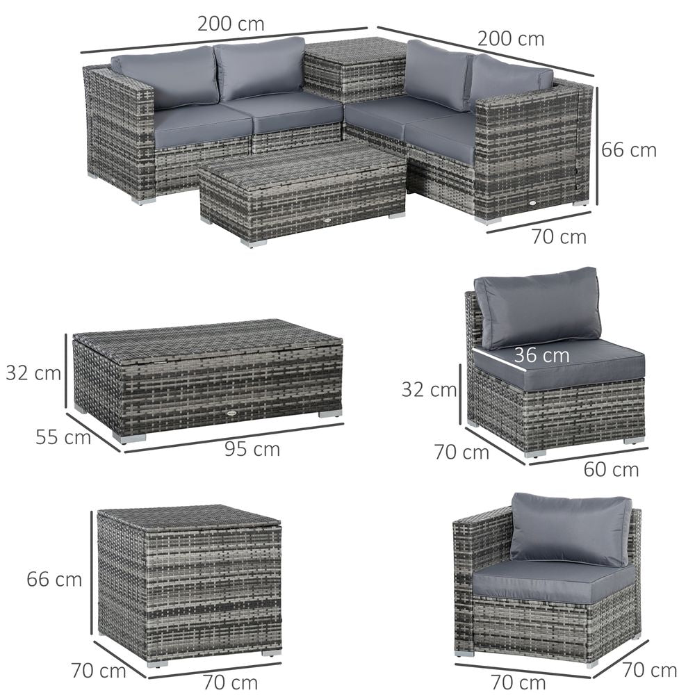 6PC Rattan Corner Sofa Set
