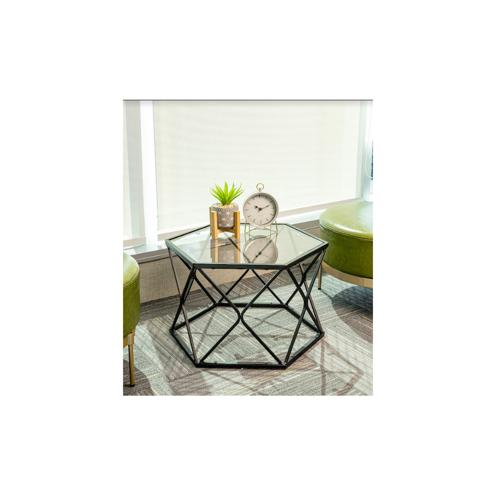 Hexagon Tempered Glass Coffee Table