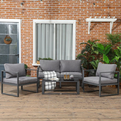 4 PCs Garden Aluminium Sofa Set