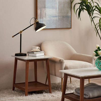 Wooden  Marble Effect Coffee Table