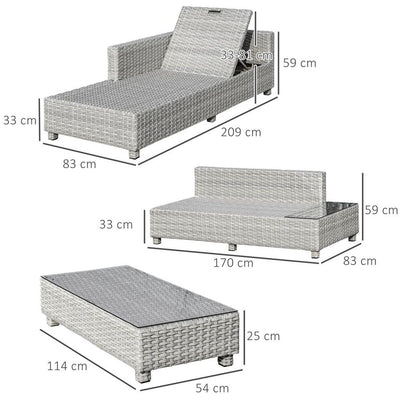 Aluminium Patio Rattan Sofa Set