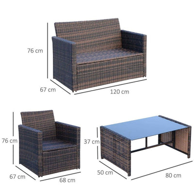 4pc Patio Garden Rattan Wicker Sofa